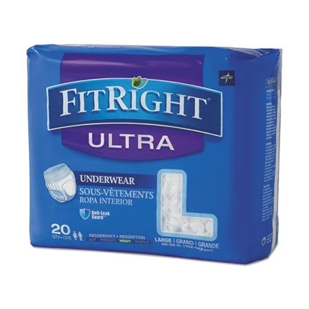 Medline Medline, FITRIGHT ULTRA PROTECTIVE UNDERWEAR, LARGE, 40in TO 56in WAIST, 20PK FIT23505A
